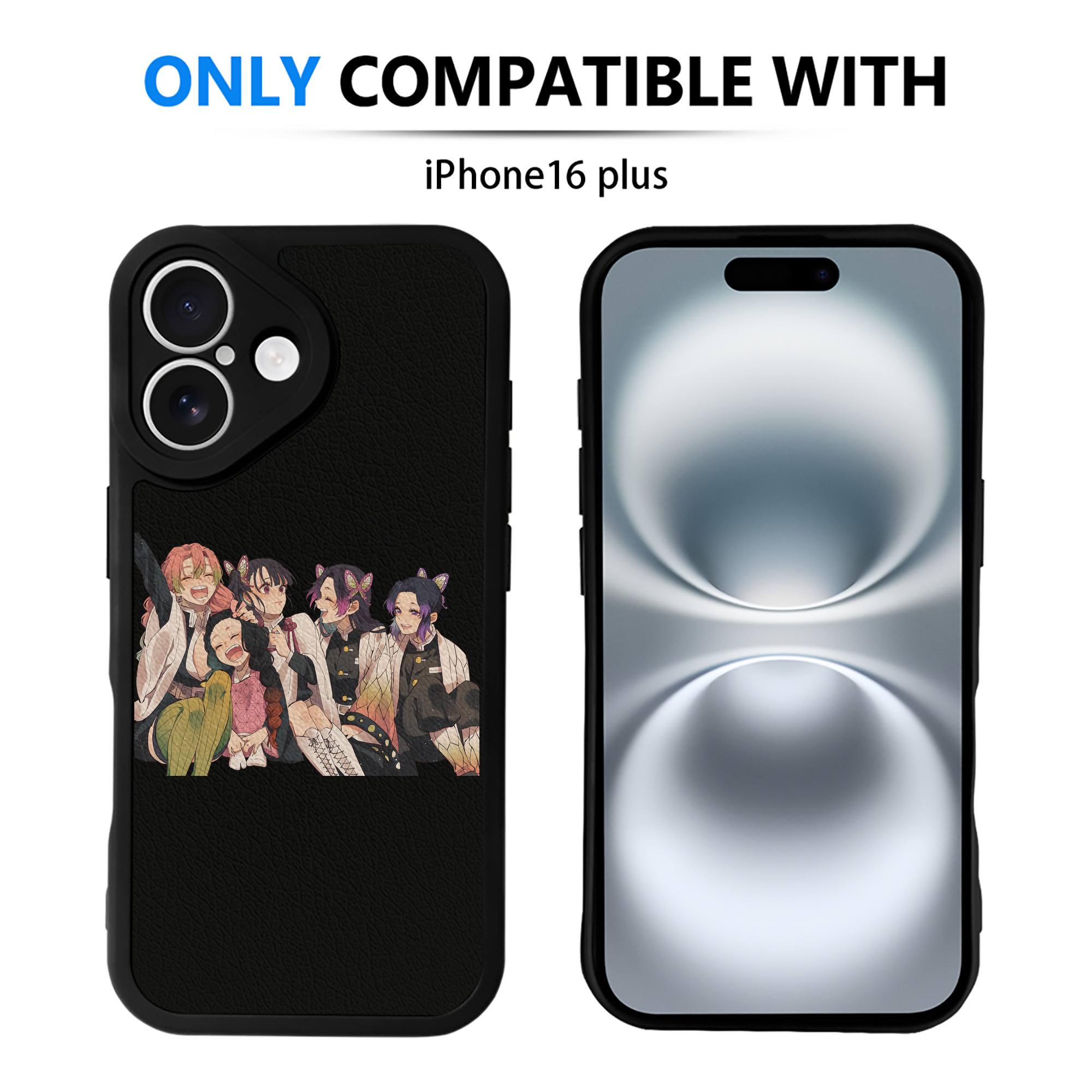 （画像用） 鬼滅の刃（きめつのやいば）蟲柱-胡蝶 しのぶ／こちょう しのぶ Kochou Shinobu 【iPhone 16シリーズ対応】シリコンスマホケース（レザー調） 材質：シリコン